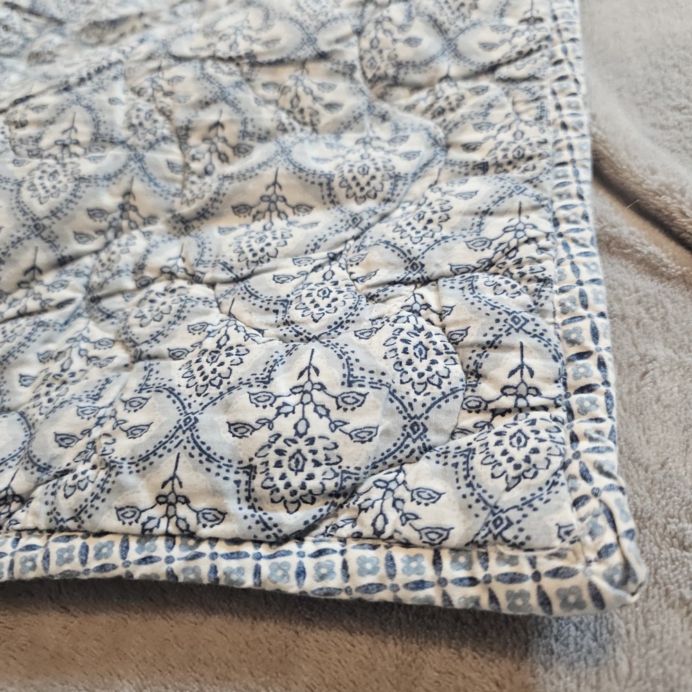 Pakistan Kantha‎ 100% Cotton Pillow Case Blue Paisley  Bohemian Ocean